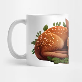 A baby deer sleeps in the brush Mug